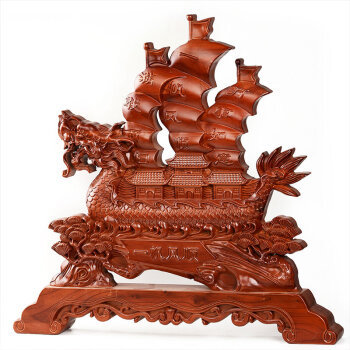 聚财纳福，一帆风顺——风水阁桃木龙船摆件的商务寓意与艺术价值